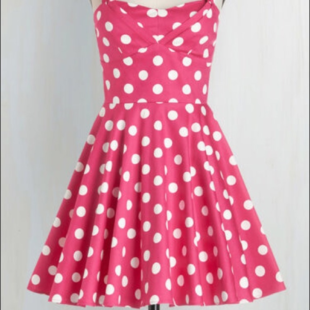 Mod Cloth Pink and White Polka Dot Dress